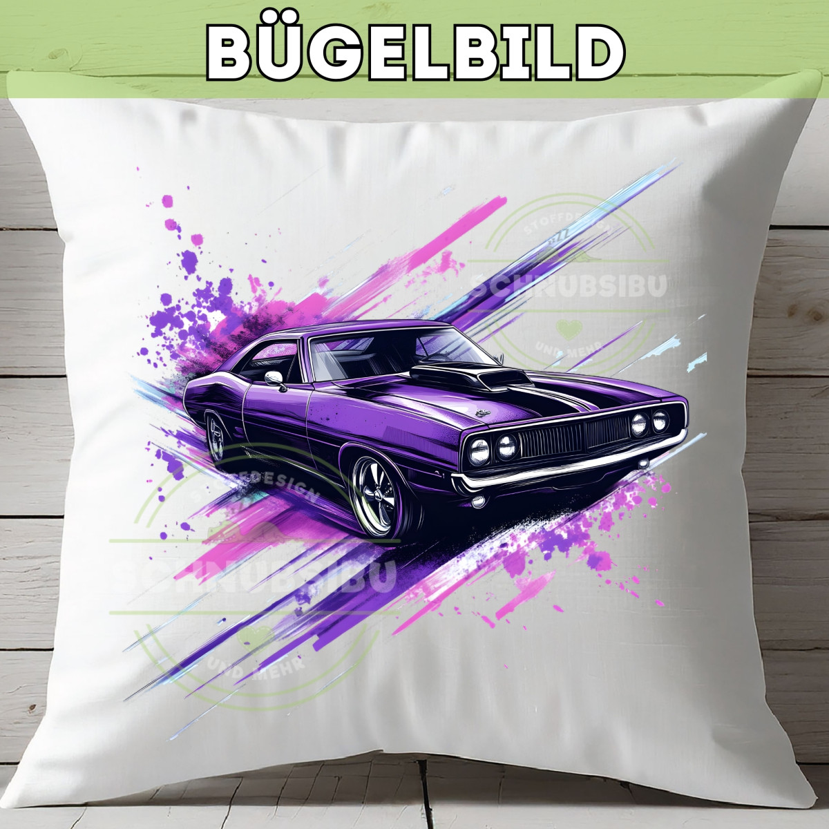 Bügelbild Rennauto lila
